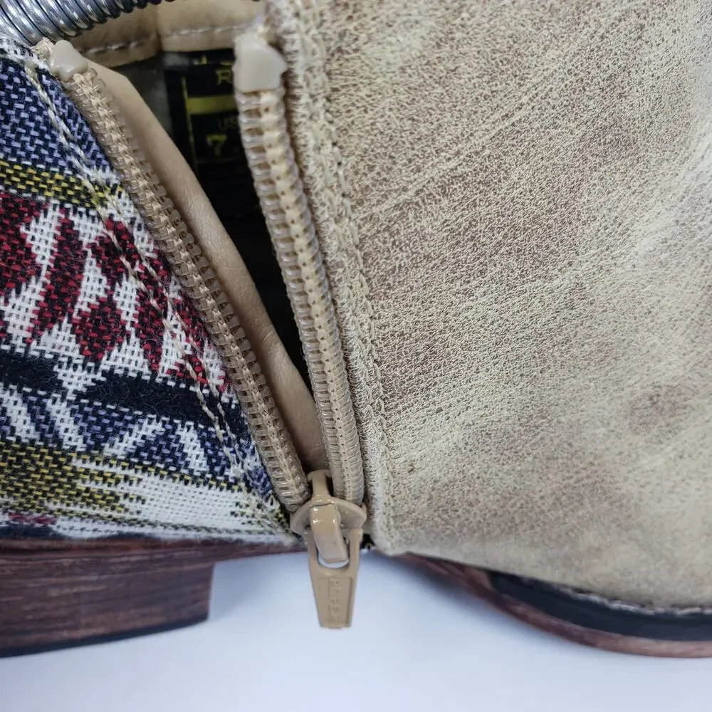 Roper Sedona Serape Womens Size 7.5 Tan Heel Ankle Western Booties Boots Shoes